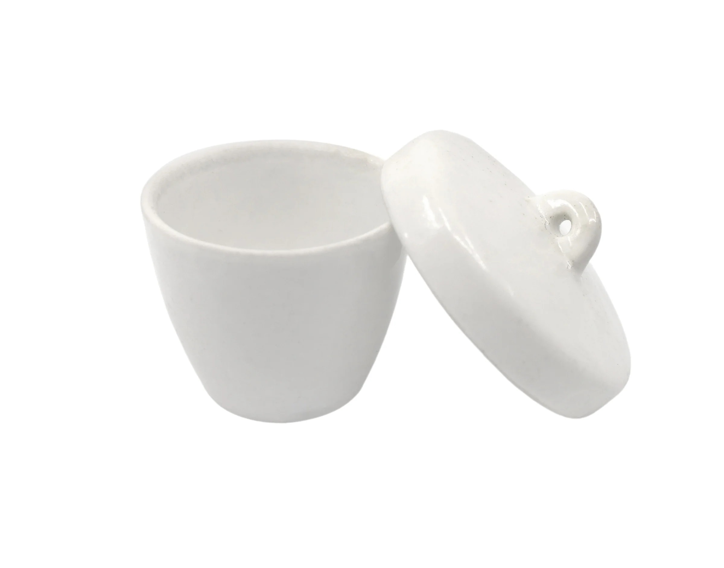 Crisol de porcelana con tapa, forma alta